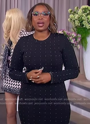 Jennifer’s black polka dot print mesh dress on The Jennifer Hudson Show