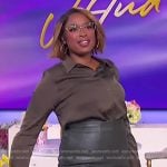 Jennifer’s green satin top and leather skirt on The Jennifer Hudson Show