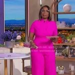 Jennifer’s pink twist neck jumpsuit on The Jennifer Hudson Show