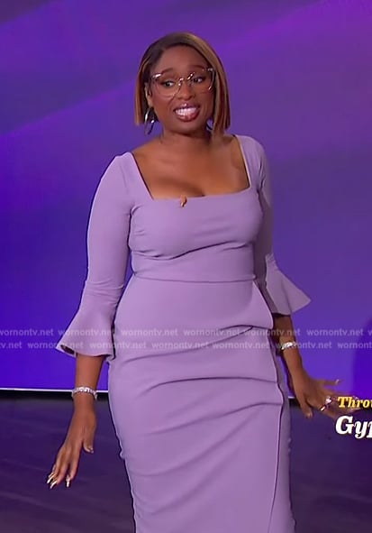 Jennifer’s lavender bell sleeve dress on The Jennifer Hudson Show