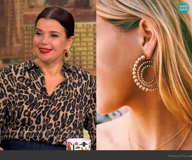 Jennifer Miller Beaded Spiral Hoop Earrings worn by Ana Navarro on The View