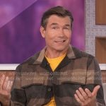 Jerry’s beige checked shirt jacket on The Talk