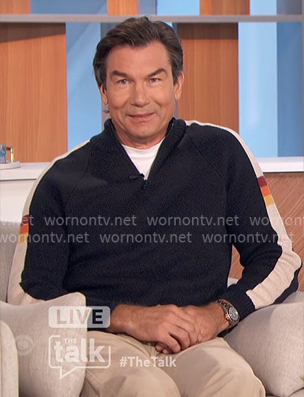 Jerry's sweater with striped sleeves on The Talk