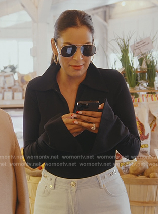 Jessel's black zip front polo bodysuit on The Real Housewives of New York City