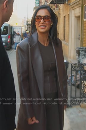 Jessel's brown leather coat and corset on The Real Housewives of New York City