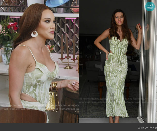 Yllw Chlorophyll Corset Top worn by Ashley Darby on The Real Housewives of Potomac