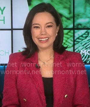 WornOnTV: Jo Ling Kent’s pink tweed blazer on CBS Mornings | Jo Ling ...