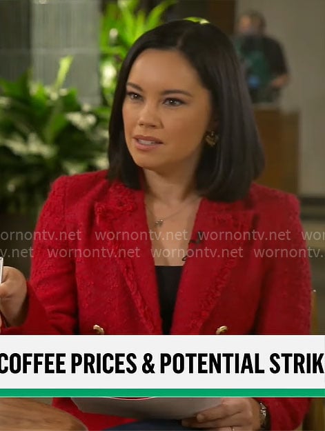 Jo Ling Kent's pink tweed blazer on CBS Mornings