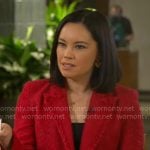 Jo Ling Kent’s pink tweed blazer on CBS Mornings