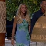 Joan’s blue and green floral dress on The Golden Bachelorette