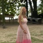 Joan’s pink maxi dress with smocking on The Golden Bachelorette