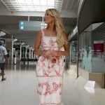 Joan’s red and white printed maxi dress on The Golden Bachelorette