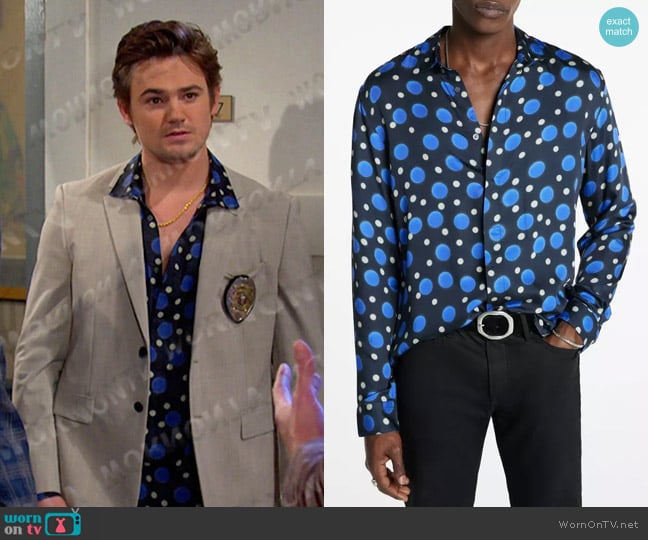 John Varvatos Bowie Geometric Shirt worn by Johnny DiMera (Carson Boatman) on Days of our Lives