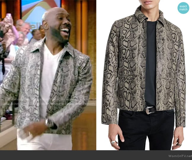 John Varvatos Gryffin Leather Jacket worn by Morris Chestnut on Live with Kelly and Mark