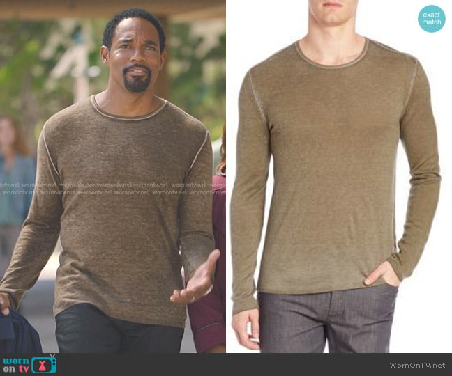 John Varvatos Silk Cashmere Crewneck Sweater worn by Ben Warren (Jason Winston George) on Greys Anatomy