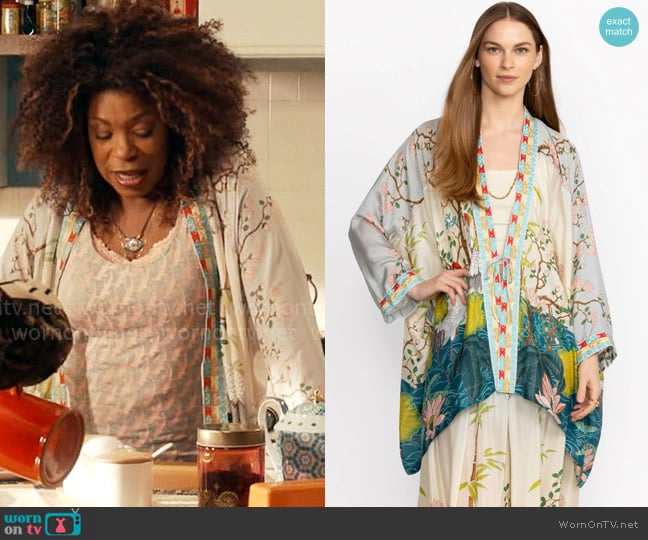 Johnny Was Pribasa Shae Kimono worn by Viola Marsette (Lorraine Toussaint) on The Equalizer