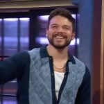 Josh Rivera’s blue cardigan on The Kelly Clarkson Show