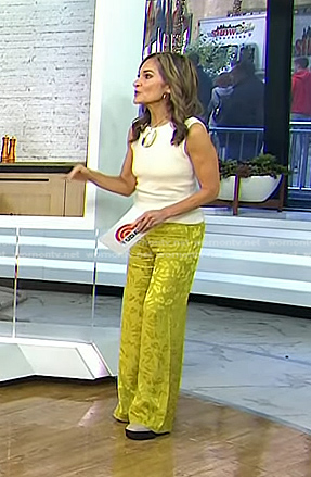 Joy's yellow jacquard pants on Today