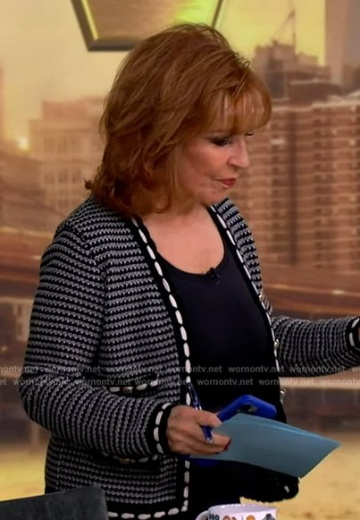 Joy's black contrast stitch cardigan on The View