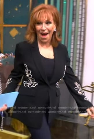 Joy's black embroidered blazer on The View