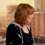 Joy’s black embellished hooded blazer on The View