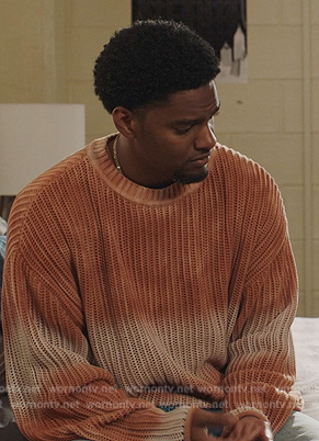 JR's orange tie dye knit sweater on All American Homecoming