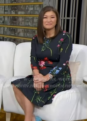 Juju Chang's black floral dress on Good Morning America