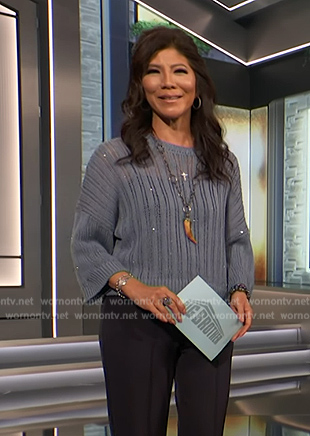 Julie's blue sequin knit sweater on Big Brother