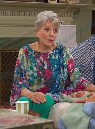 Julie's multicolor floral print blouse on Days of our Lives