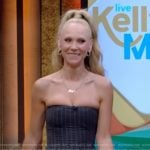 Juno Temple’s gray tubeless top and pants on Live with Kelly and Mark