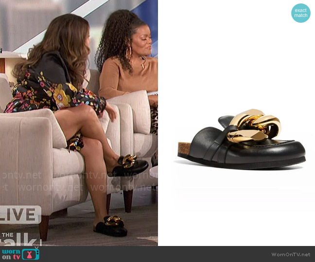 JW Anderson Chunky Napa Chain Slide Mules worn by Cristela Alonzo on The Talk