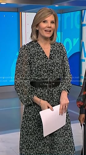 Kate's green floral long sleeve dress on NBC News Daily