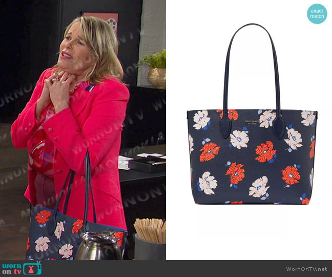 Kate Spade Bleecker Dotty Floral Tote Bag worn by Bonnie Lockhart (Judi Evans) on Days of our Lives