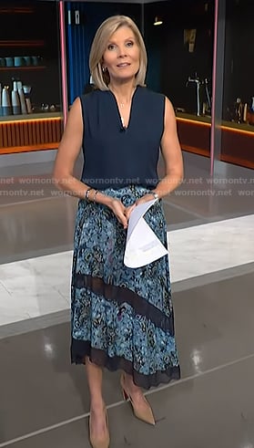 Kate's blue floral lace inset skirt on NBC News Daily