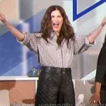 Kathryn Hahn’s striped shirt and leather pants on The Talk