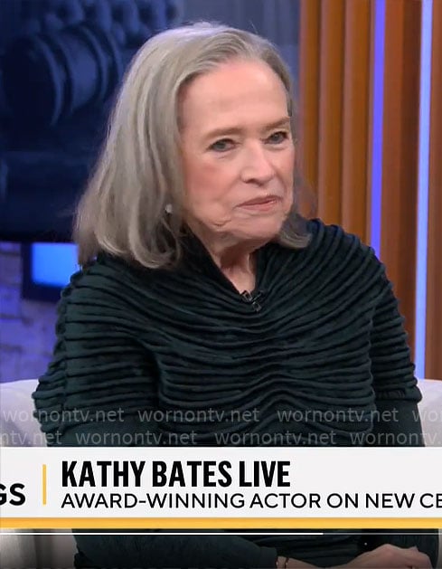 Kathy Bates' dark teal ruched top on CBS Mornings