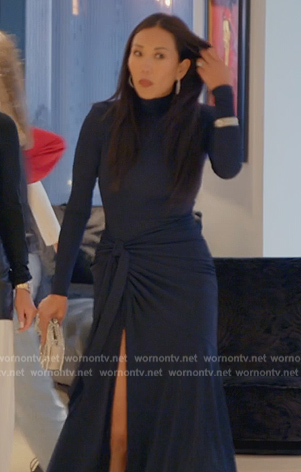 Katie's navy twist front dress on The Real Housewives of Orange County