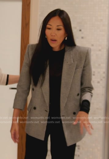 Katie's gray plaid blazer on The Real Housewives of Orange County