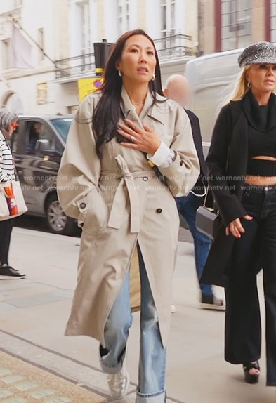 Katie's beige trench coat on The Real Housewives of Orange County