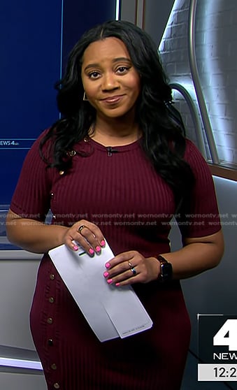 Kay's burgundy ribbed dress on NBC News Daily