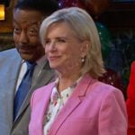 Kayla’s floral blouse and pink blazer on Days of our Lives