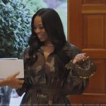 Keiarna’s camo print mini dress on The Real Housewives of Potomac