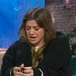 Kelly’s black sherpa jacket on The Kelly Clarkson Show