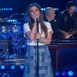 Kelly’s denim check skirt on The Kelly Clarkson Show