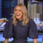 Kelly’s blue balloon sleeve dress on Live with Kelly and Ryan
