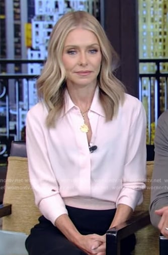 Kelly's pink blouse on Live with Kelly and Mark