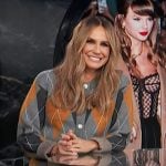 Keltie’s gray argyle cropped cardigan on E! News