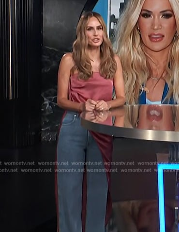 Keltie's pink strapless asymmetric top on E! News