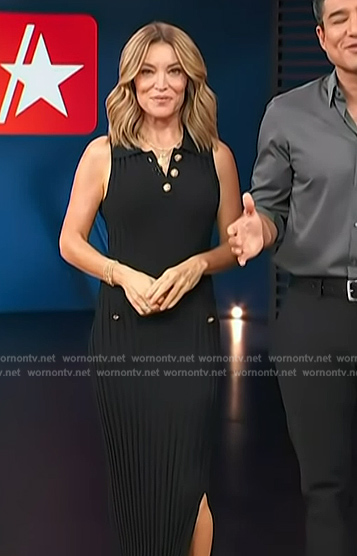 Kit's black sleeveless button front dress on Access Hollywood