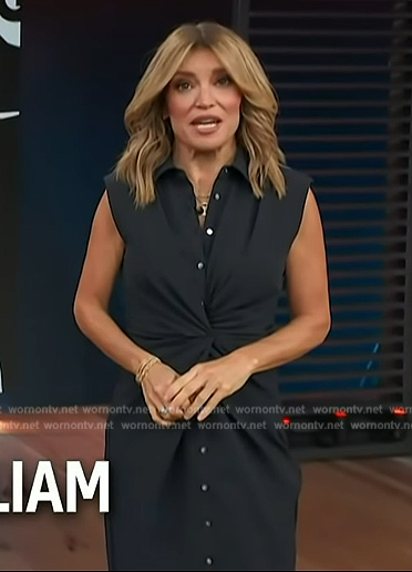 Kit's navy twist front shirtdress on Access Hollywood